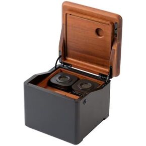STO - Storage Box with Lock and Magnetic Tray - 2 Sealed Glass Jars with Digital Hygrometers - Large Box with Accessory Compartment - Solid Acacia Wood Lid with Black Base