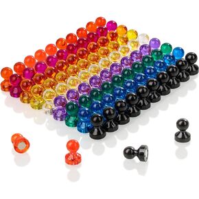 90 PCS Colorful Strong Magnetic Push Pin Magnets, 9 Assorted Color Magnetic Push Pin Magnets for Office, Classroom, Kitchen Home and School, Map Magnets, Whiteboard Magnets