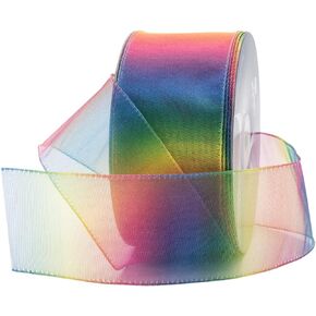Royal Imports Rainbow Organza Colorful Wired Sheer Shimmer Ribbon, 2.5" (#40) for Floral, Craft, Holiday Decoration, 50 Yard Roll (150 FT Spool) Bulk