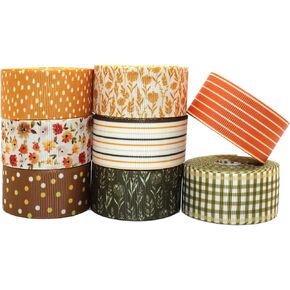 شريط شريطي من David Accessories Leafs Grosgrain مقاس 1 بوصة عرض × 40 ياردة إجمالي 8 لفات 5 ياردات لأغطية الرأس المصنوعة يدويًا من فيونكة الشعر وحفلات الزفاف وحفلات المنزل وحفلات أعياد الميلاد وتغليف الهدايا (أوراق الأزهار)