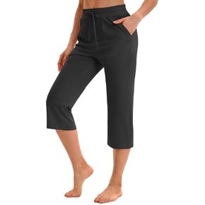 Siliteelon اليوغا سراويل كابري للنساء تمتد فضفاضة لينة الرباط تجريب Sweatpants السببية بنطلون طويل وواسع مع جيوب in Kuwait