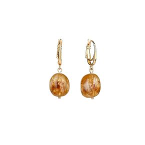 Natural Citrine Leverback Dangle Earrings Healing Inspirational Crystal Raw Citrine Drop Earrings November Birthstone Gifts Gemstone Earrings