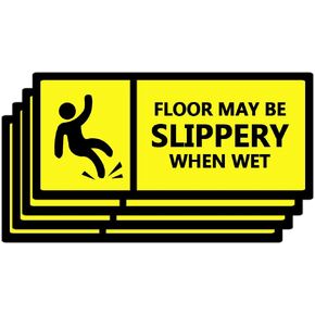 Caution Slipper When Wet Decal,10x4 Inch Slippery Floor Warning Signs,10 Pcs Per Pack
