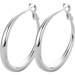18K Gold Hoop Earrings For Women, Silver Hoop Earrings,18K Real Gold Plated Hoops with 925 Sterling Silver Post,chunky gold earrings, Lightweight hypoallergenic earrings,40mm/50mm/60mm