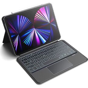 Magnetic Detachable for iPad Pro 12.9 Case with Keyboard Multi-Touch Trackpad 7-Color Backlit Pencil Holder Wireless Keyboard with Kickstand for iPad Pro 12.9 2022 6th/5th/4th/3rd Gen, Gray
