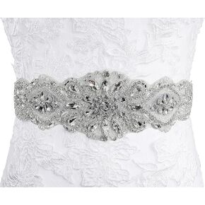 Lovful Bridal Belt for Dresses, Wedding Dress Belt Sash for Women, Crystal Beaded and Rhinestone Belts