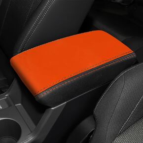 غطاء مسند ذراع لوحدة التحكم المركزية من الجلد من SENSHINE لملحقات Subaru Crosstrek 2024 Impreza 2024 غطاء وحدة التحكم صندوق داخلي مضاد للخدش من الجلد لتزيين مسند الذراع (زخرفة برتقالية)