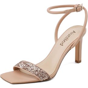 Womens Sandals Glitter Strappy High Heels Sandals Stiletto Heeled Sandals Ankle Strap Heels for Women Party Wedding Daily Wear Prom Sandals Shoes