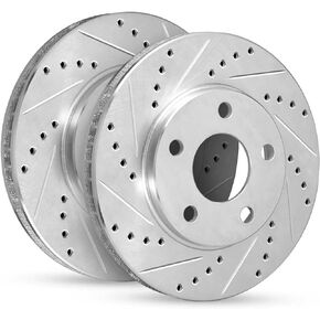 R1 Concepts Front Brake Rotor Kit |Brake Rotors| Brake Disc |Drilled and Slotted|fits 2016-2022 Acura ILX; Honda Accord, Civic