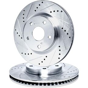 R1 Concepts Rear Brake Rotor Kit |Brake Rotors| Brake Disc |Drilled and Slotted||fits 1989-1996 Nissan 300ZX