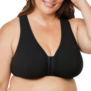 LEADING LADY The Indy Cotton Front-Closure Lace Racerback Bra - Full Coverage Wirefree Bra for Women