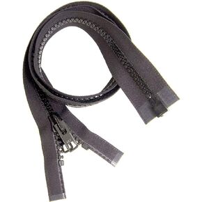 #10 Heavy Duty Marine Grade YKK Separating Zipper - Metal Tab Slider - Color Black - Choose Your Length - Made in The United States (1 Zipper Per Pack) (48" Inches)
