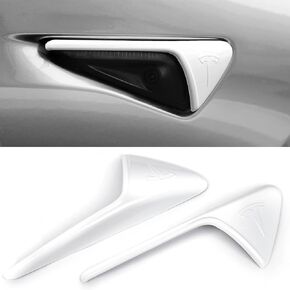 2 Pcs Side Camera Cover Compatible with Tesla Model 3 2022 2023 Model Y 2022 2023 Hardware HW 4.0 Turn Signal Side Covers Exterior Accessories Camera Protect Decal Cover (White)