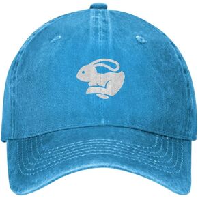 Cute Rabbit Bunny Running Distressed Adjustable Washed Denim Mens Dad Trucker Hat Baseball Ball Cap for Men
