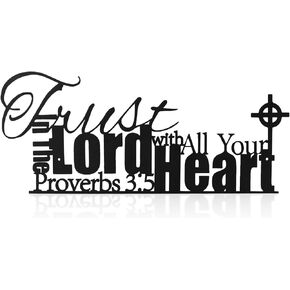Hppybiry Trust in the Lord with All Your Heart Metal Wall Art, Proverbs 3:5 Hanging Christian Biblical Verse Wall Sign Inspirational Wall Decor, 16"X6.7" Rustic Farmhouse Religious Decorations