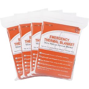 4 Pack Emergency Mylar Thermal Blankets Orange Foil Space Blanket for Outdoor Hiking Camping Shelter Car First Aid Travel Gear Equipment Survival Kit, B04-O, Full
