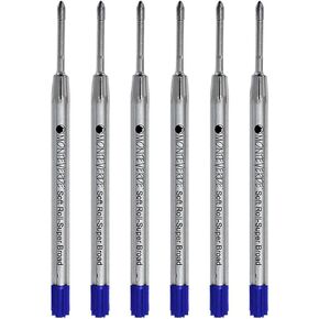 Monteverde Superbroad Ballpoint Refill For Parker Ballpoint Pens, 6/Pack, Blue (P153BU)