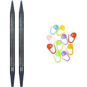 Lykke Indigo 3.5-Inch (9cm) Interchangeable Circular Knitting Needle Tips US Size 5 (3.75mm) Bundle with Artsiga Crafts Stitch Markers