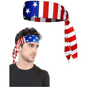 Red White and Blue American Flag Headband 4th of July Bandana Headband for Men and Women
