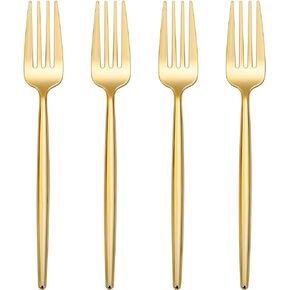 I00000 90 Pcs Gold Plastic Forks, Gold Plastic Silverware, Gold Disposable Utensils, Disposable Heavy Duty Plastic Forks Perfect for Parties,Wedding,Dinners