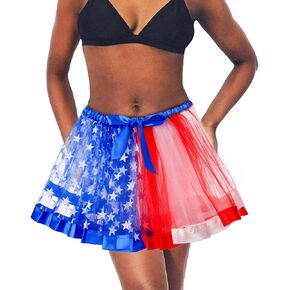Olbye 4th of July Tutu Stars Dance Skirts Tutus 3 Layered Ballet Skirt Tulle Independence Day Party Costume for Women Girls