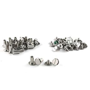 E-outstanding 60 Sets Chicago Screws Assorted Kit M5x10mm Chicago Button Screw Posts Metal Accessories Nail Rivet for DIY Leather Decoration Bookbinding Round Flat Head Stud Screw