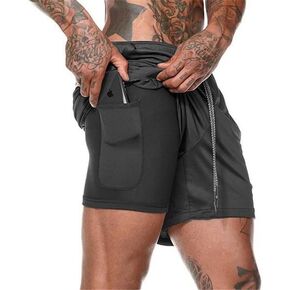 Men's 2 in 1 Running Shorts with Liner,Dry Fit Workout Mens Tennis Shorts with Pockets