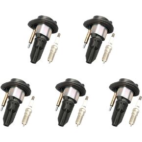 MAYASAF Iridium Spark Plug and Ignition Coil Kit DW01659 UF303 5 Pairs Compatible for Chevy 04-06 Colorado Trailblazer for GMC Canyon Envoy for Buick Rainier for Isuzu for Olds for Saab