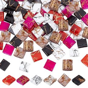 PH PandaHall 12 Colors 2-Hole Glass Seed Beads, 300pcs 2 Sizes Tila Beads Flat Rectangular Square Beads Japanese Glass Beads Spacer Beads for Jewelry Bracelet Earring Making