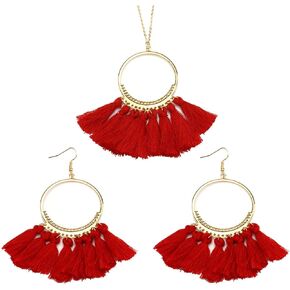Manfnee Tassel Bohemian Earring Alloy Dangle&Drop Leather Teardrop Wood Earrings Jewelry Women