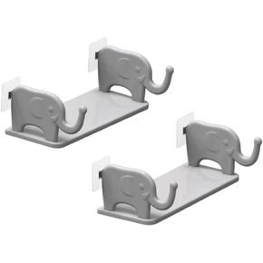 2 Pack Floating Wall Shelves Small Bluetooth Speakers Wall Stents Display Shelf No Drill Wall-Mounted Storage Rack,for Bedroom Bathroom Living Room Kitchen Wall Decor and Storage,Grey