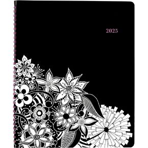 Cambridge 2025 Appointment Book Planner, Weekly & Monthly, 8-1/2" x 11", Large, FloraDoodle, White and Black (589-905-25)