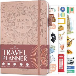 Legend Travel Planner – Vacation Itinerary Organizer for Solo Travel & Couples – Travelling Journal for Women & Men – Traveling Log with Expense Tracker & Packing List – Hardcover (Mystic Blue)