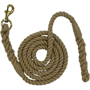 Ravenox Hemp Horse Lead Rope | 5/8-inch x 8-feet Natural Twisted Tan Hemp Rope, 1-inch Brass-Plated Swivel Snap | Handmade in The USA | Weather Resistant Lead Line for Equestrian and Livestock