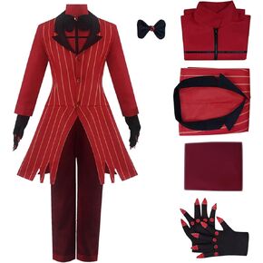 Alastor Costume, Complete Set of Red Suit for Halloween Costumes with Gloves