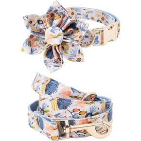 Girl Dog Collar, Floral Dog Collar, Pink Dog Collar, Girl Dog Collars, Floral Dog Collars, Pink Dog Collars with Matching Leash and Flower (L)