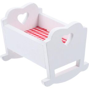 Zerodeko 1PC Dollhouse Miniature Crib 1:12, Wooden Dollhouse Baby Crib, Wooden Crib Baby Doll Cradle Bed for Dollhouse Room, DIY Scene Doll Home Furniture Accessoreis