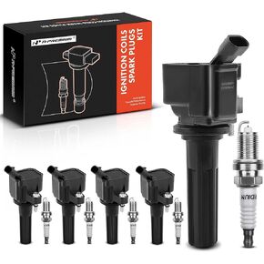 A-Premium Ignition Coils and Spark Plugs Kits Compatible with Chevrolet Colorado 2007-2012 & GMC Canyon 2007-2012 & Hummer H3 2007-2010, 3.7L 5-PC Set