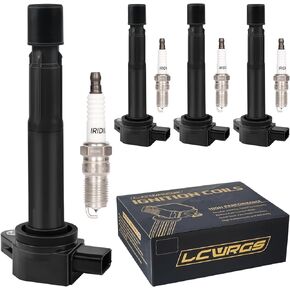 Set of 4 Ignition Coil Pack and Spark Plugs Fits for 2004 2005 2006 2007 2008 Acura TSX 2.4 2.4L L4 Replaces# UF417