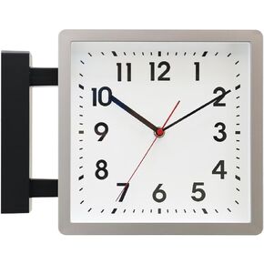 BESTIME 66295B Double Sided Plastic Wall Clock with Silver Frame.Simple design classic station clock,quiet,suitable for home,office,living room in Kuwait