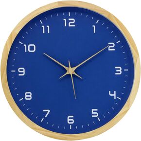Wooden Wall Clock 12 Inch Silent Non Ticking Wall Clocks Battery Operated Wood Analog Retro Round Clock Decorative for Kitchen,Home,Living Room,Classroom, Log Green