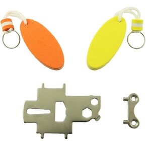 1 Set Deck Fill Plate Key Kit Stainless Steel Multi Functional Wrench Deck Key Floating Keychain Set for Gas Water Diesel Tank Filler Caps in Boats