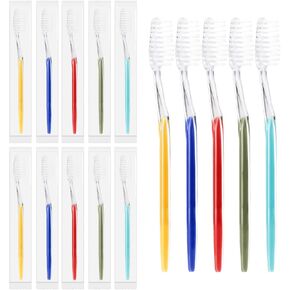 100 Packs Disposable Toothbrushes Individually Wrapped, Medium Soft Bristle Travel Toothbrushes Bulk for Adults/Kids Hotel Toiletries, 5 Colors.