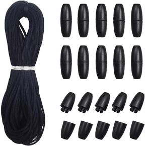 INSPIRELLE 50 Sets Black Clasps Plastic Breakaway Safety Clasps with 20M Satin Cord for Necklace Bracelet Jewelry Making