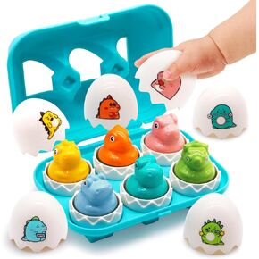 MOONTOY مونتيسوري ديناصور البيض مطابقة اللعب الأطفال الصغار 1-3 ألعاب تعليمية تعليمية لمدة 1 2 3 سنة صبي فتاة طفل هدية اللون فرز دينو السفر ألعاب الأطفال 12-18 شهرا الشكل الحسي فارز لغز