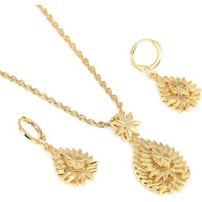 Huangshanshan Ethiopian African Wedding Party Jewelry Set Pendant Necklace Earrings Eritrea Habesha Women Jewelry