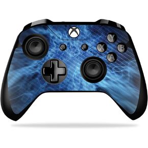 MightySkins Carbon Fiber Skin for Microsoft Xbox One X Controller - Blue Flames | Protective, Durable Textured Carbon Fiber Finish | Easy to Apply, Remove, and Change Styles | Made in The USA
