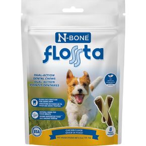 N-Bone FLOSSta Dual Action Dental Chews Chicken Flavor, 6.4-oz Bag