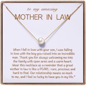 Mothers Day Gift to Amazing Mother in Law, Dainty Single Pearl Necklace for New Mother-in-law, Future Soon to be MIL on Wedding Day, Pre-wedding Gift for Mother of the Groom, Affirmation Gifts