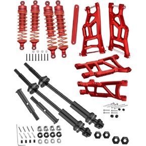 Upgrades Part for 1/10 Rustler VXL 2wd/Stampede VXL 2wd,Steel #45 Driveshafts,Alloy Front Rear Shock Absorbers,Suspension A Arms,Navy Blue